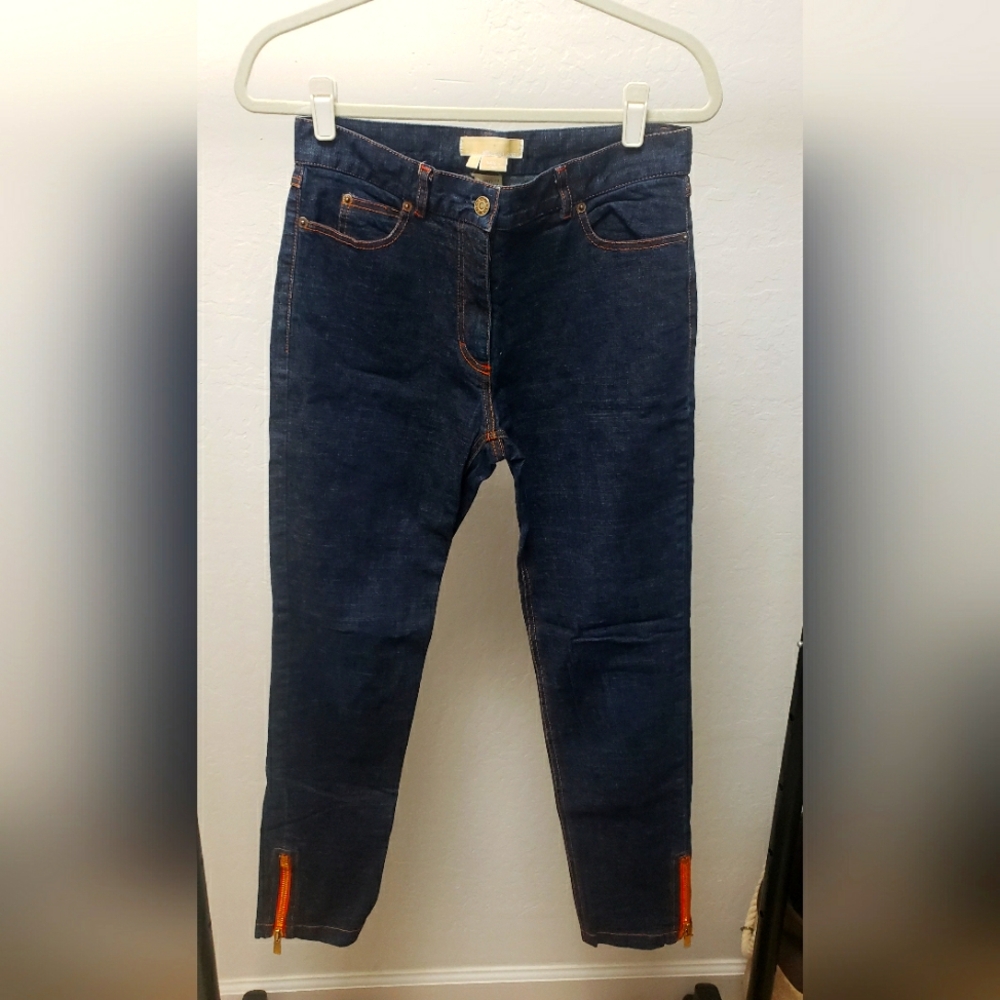 Michael Kors ankle orange zip skinny jeans size 6